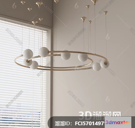 Gold Light Fixture 3D Model - 10317 - VRAY Render