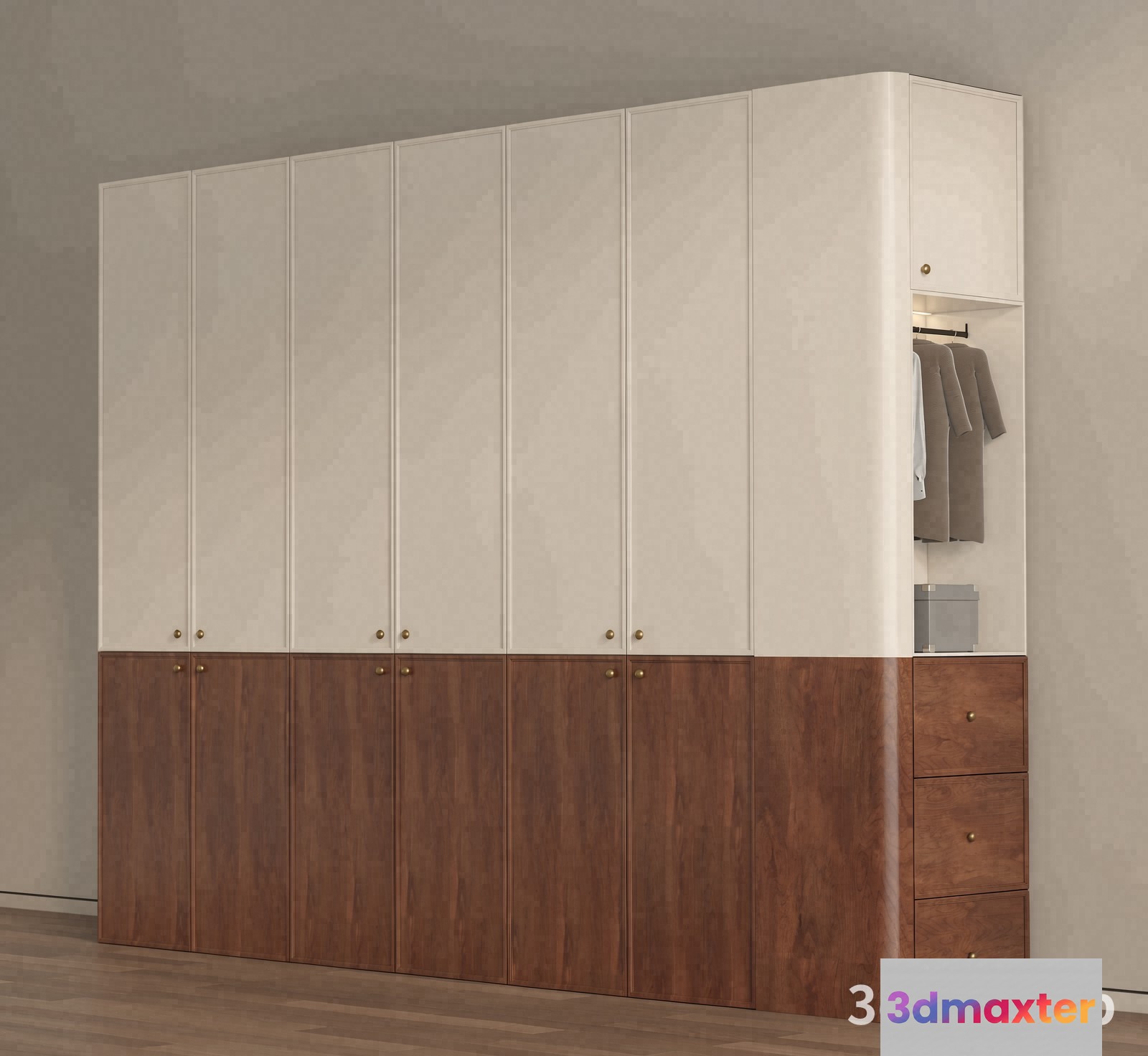 Modern Wardrobe With Drawers 3D Model - 21255 - VRAY Render