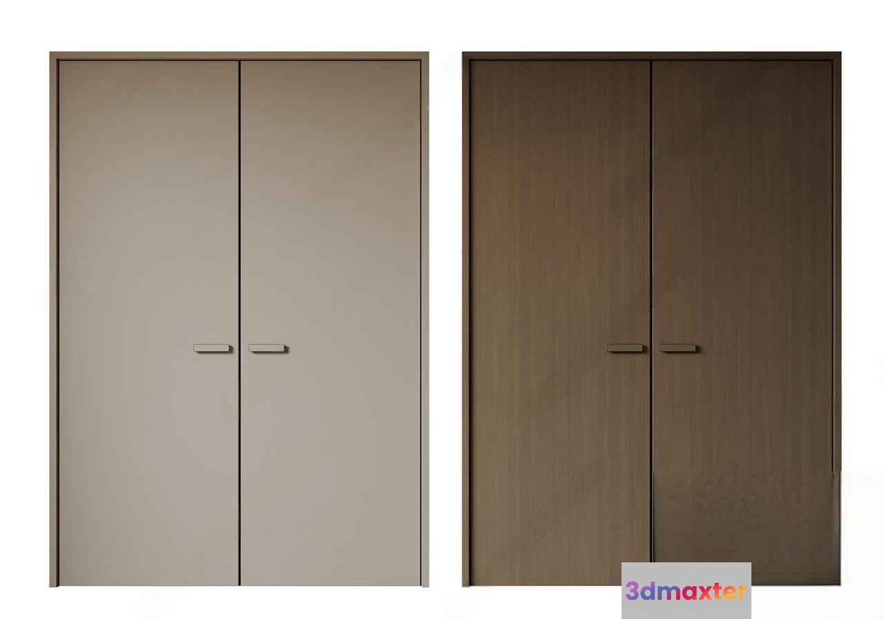 Two Matching Wooden Closet Doors 3D Model - 10666 - CORONA Render