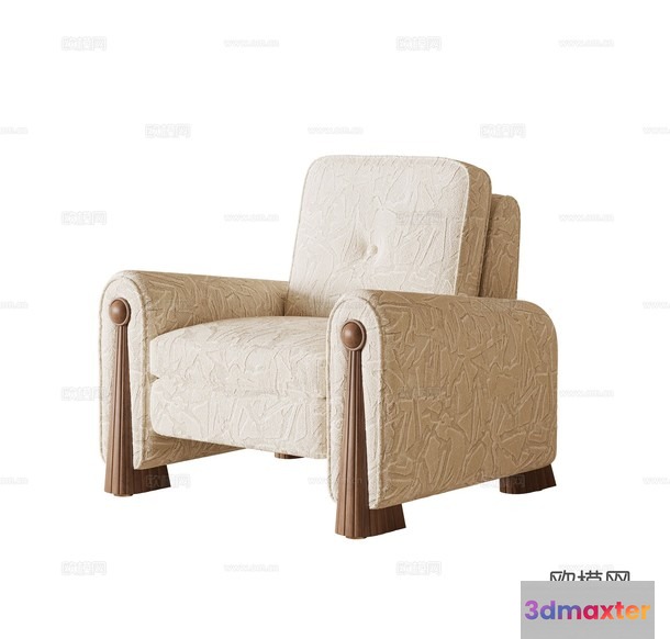 White Patterned Chair 3D Model - 12850 - CORONA Render