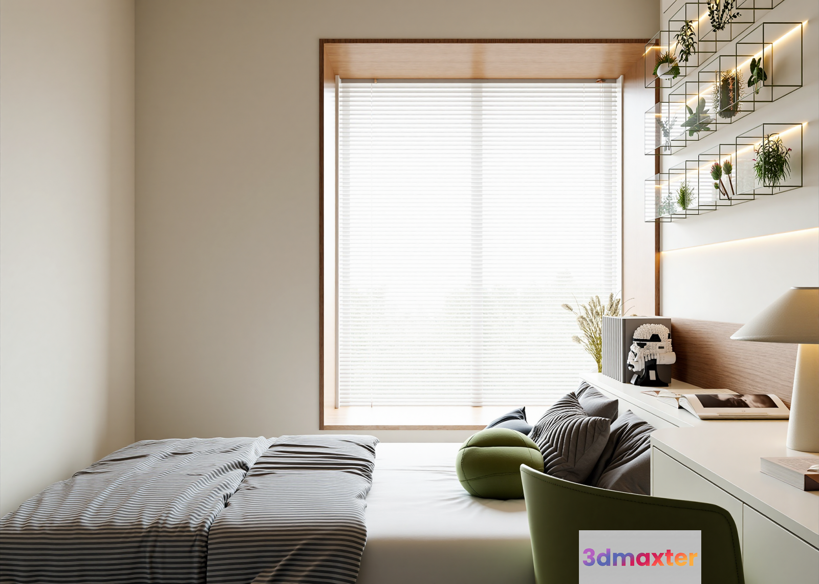 Modern Minimalist Bedroom 3D Model - 22188 - VRAY Render