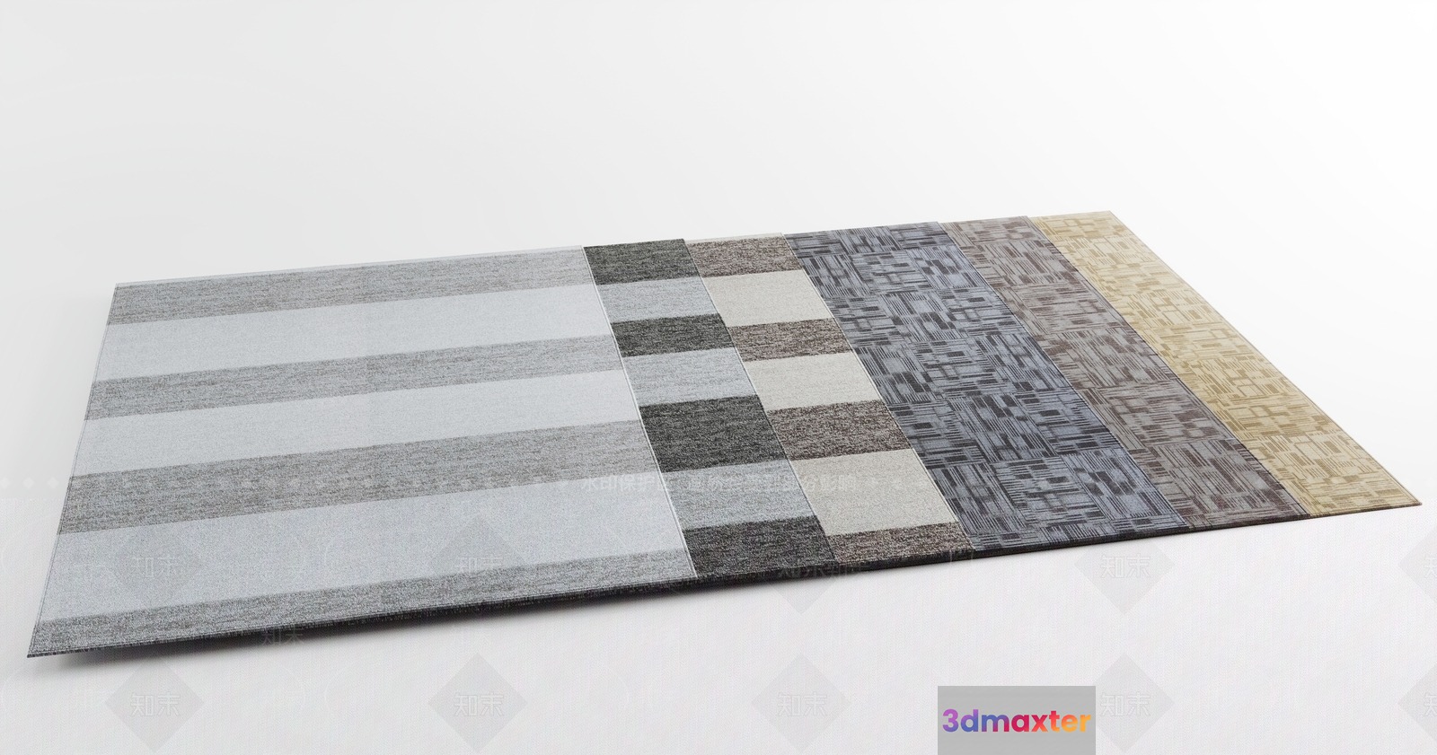 A Rug With A Striped Pattern 3D Model - 18868 - VRAY Render