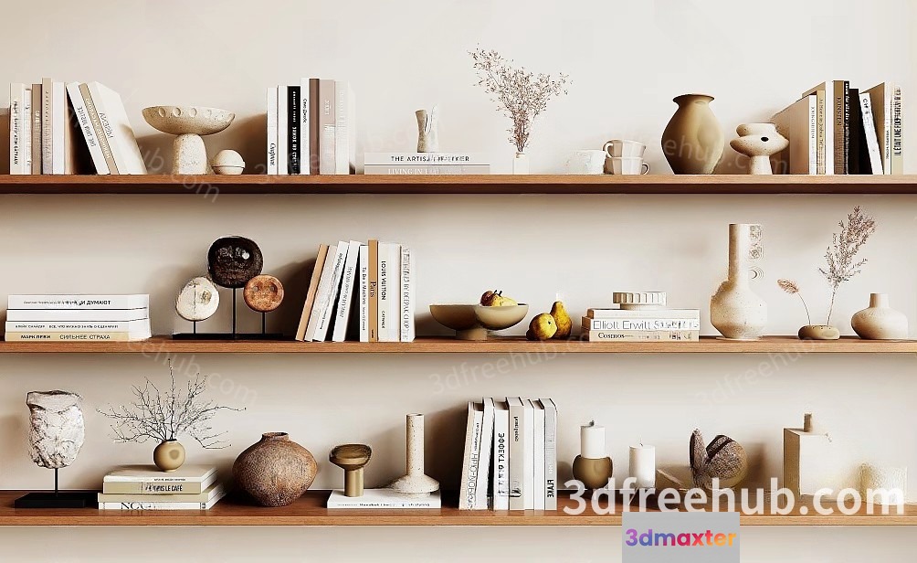 Minimalist Bookshelves 3D Model - 9005 - VRAY Render