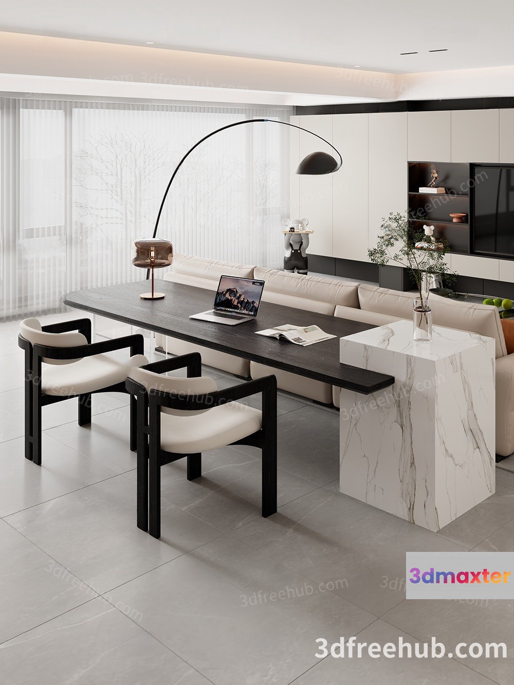 Modern Living Room 3D Model - 21156 - VRAY Render