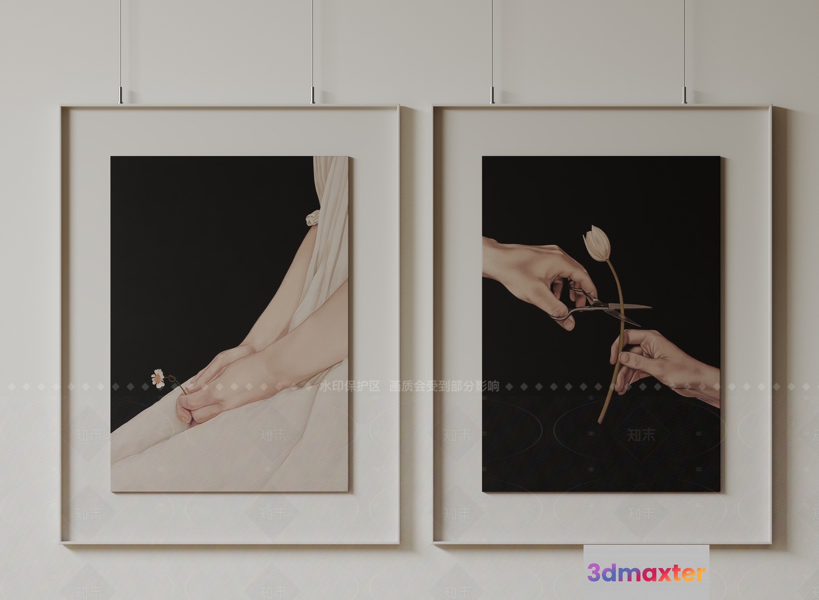 A Pair Of Hands Holding A Flower 3D Model - 3265 - VRAY Render