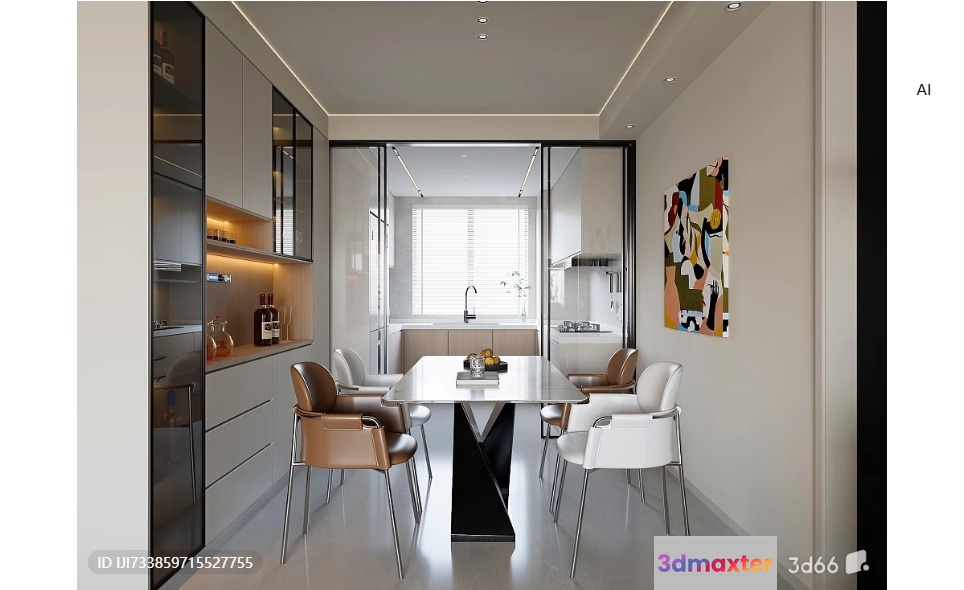 Modern Dining Room 3D Model - 12643 - VRAY Render