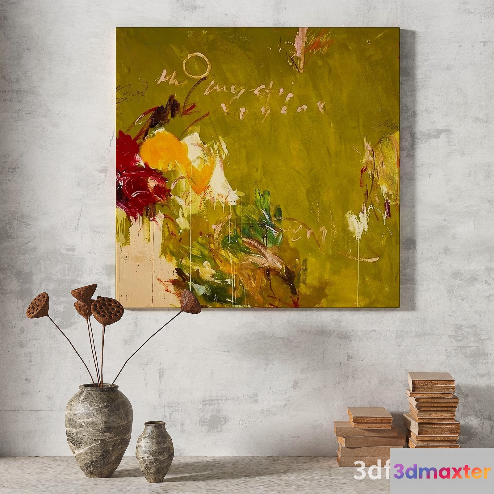 A Large Abstract Painting 3D Model - 5425 - VRAY Render