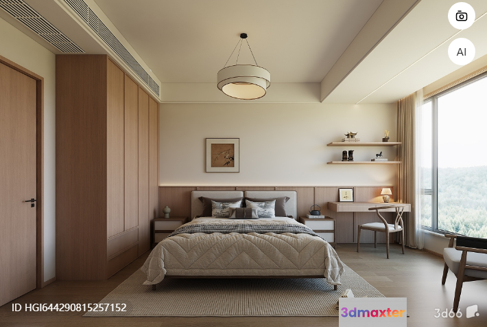 Cozy Modern Bedroom 3D Model - 18078 - VRAY Render