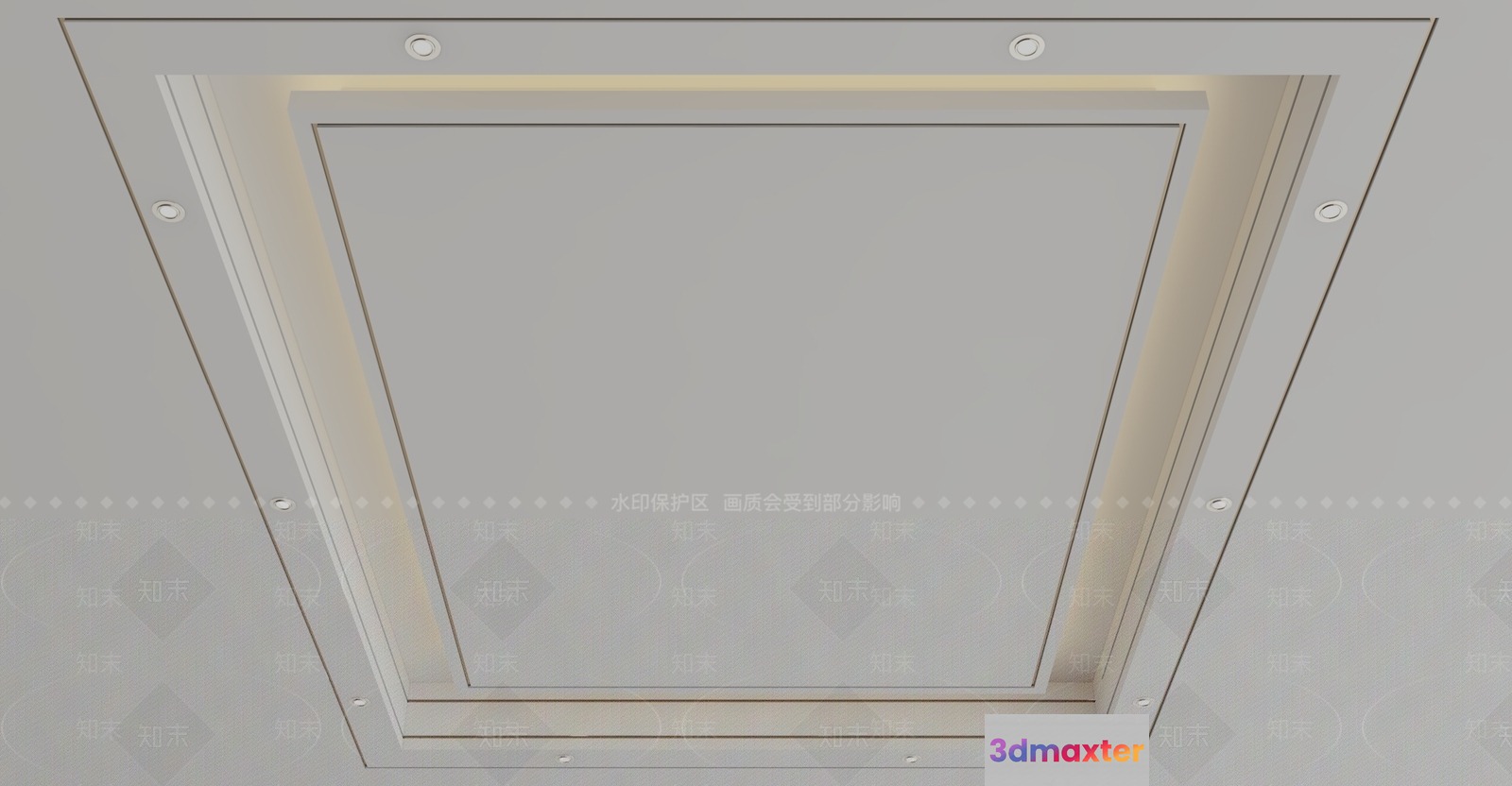 A Square Ceiling Fixture 3D Model - 13717 - VRAY Render