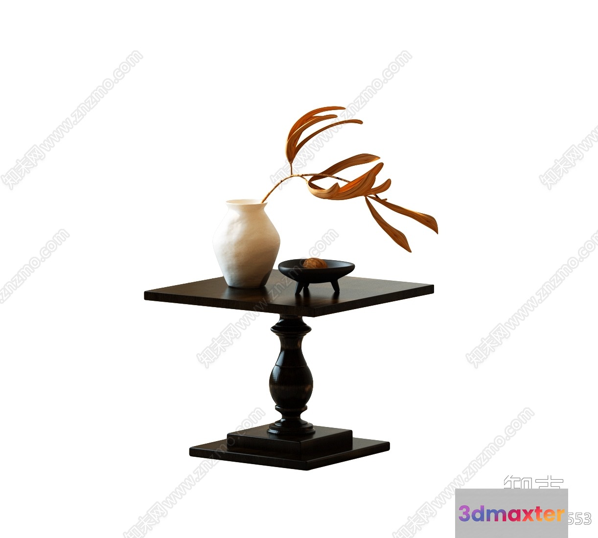 A Small Table With A Vase And Bowl On It 3D Model - 14494 - VRAY Render