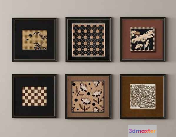Six Framed Artworks 3D Model - 11095 - VRAY Render