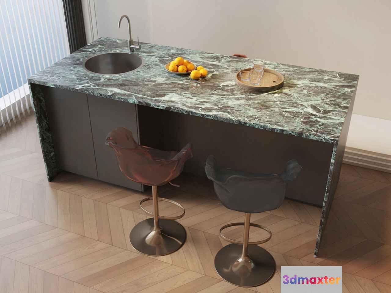 Modern Kitchen Island 3D Model - 18454 - CORONA Render