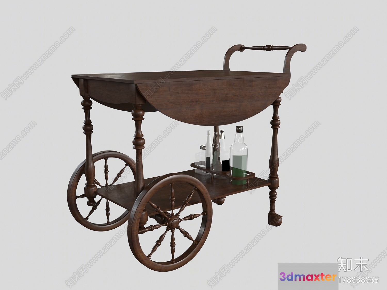 A Wooden Tea Cart 3D Model - 8720 - CORONA Render