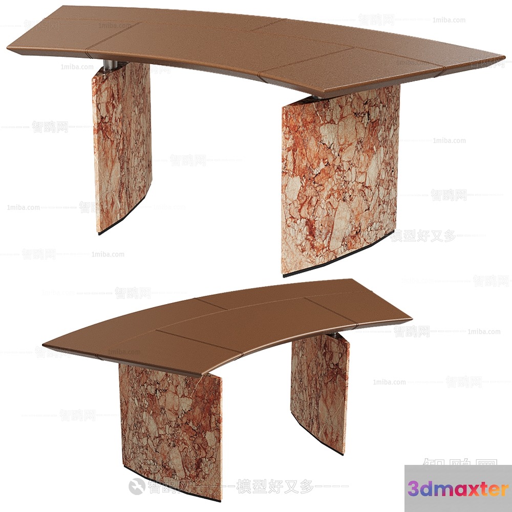 Brown And Marble Table 3D Model - 13638 - VRAY Render