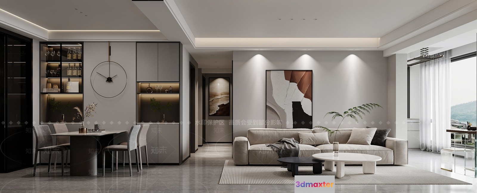 Modern Living Room 3D Model - 2905 - VRAY Render