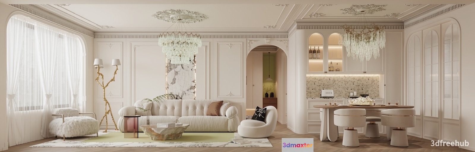 Modern Living Room 3D Model - 21617 - VRAY Render