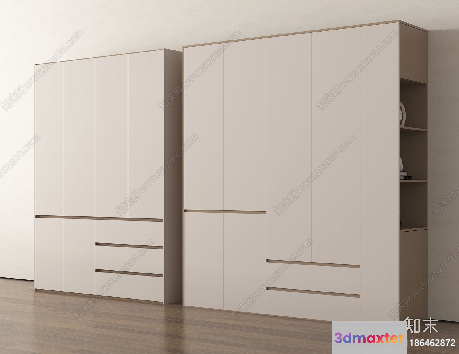 Modern White Wardrobe 3D Model - 5113 - VRAY Render