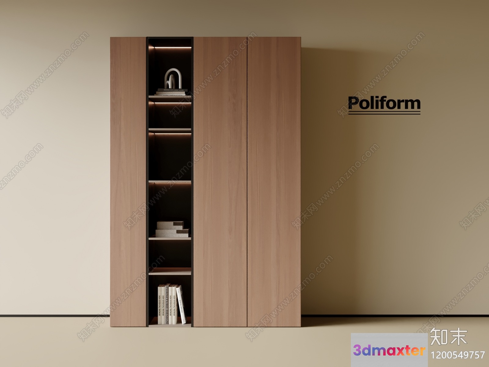 Modern Light Wood Shelving 3D Model - 6634 - CORONA Render