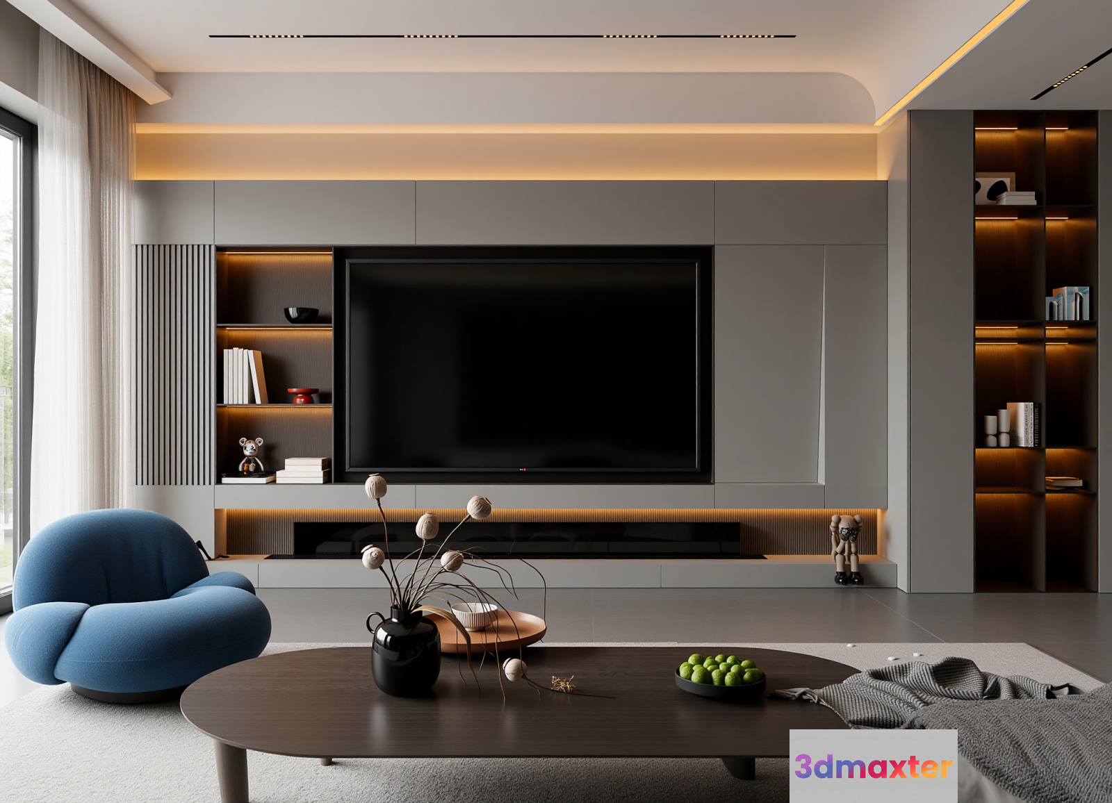 Modern Living Room 3D Model - 6935 - VRAY Render