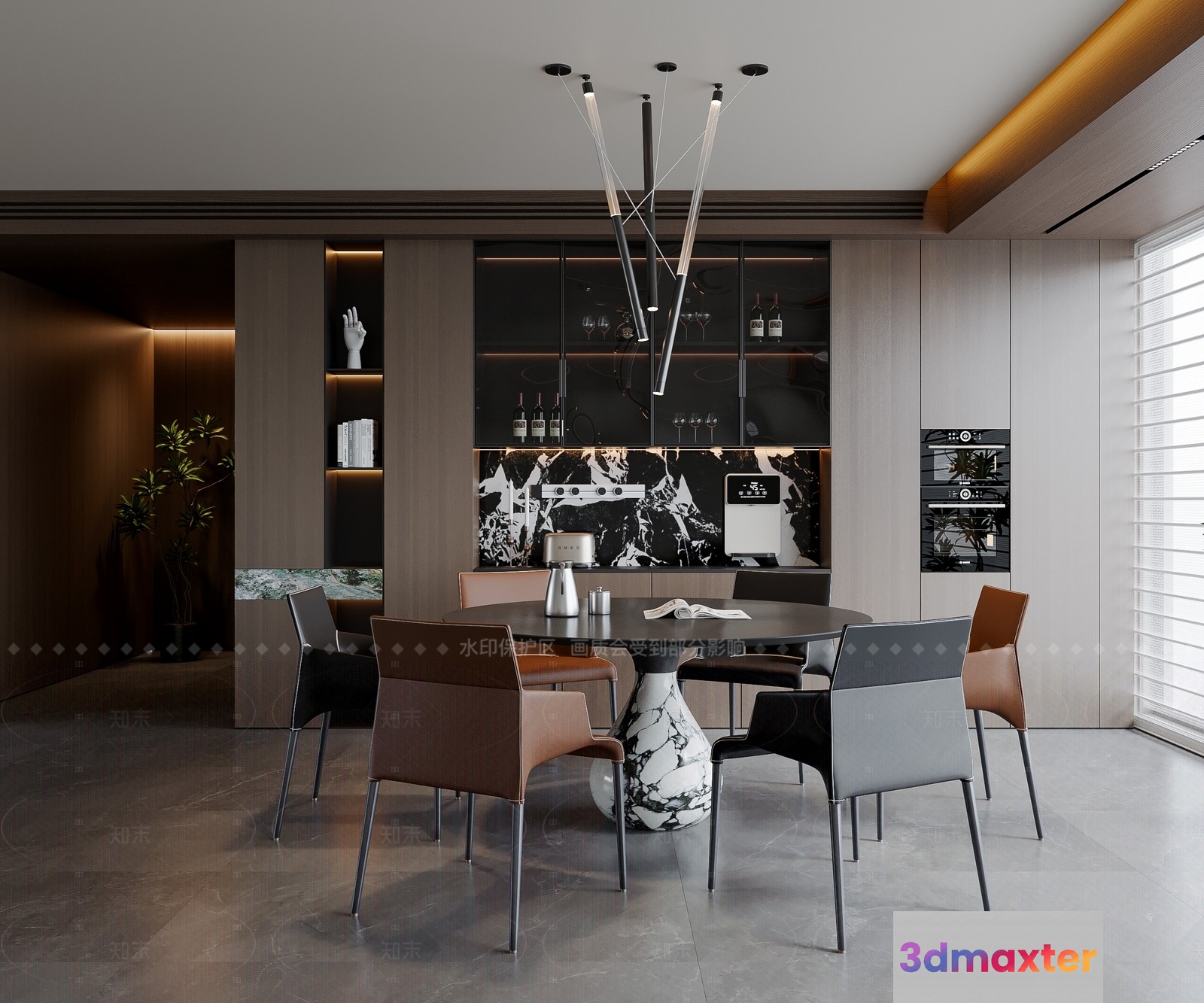 Modern Dining Room 3D Model - 201 - VRAY Render