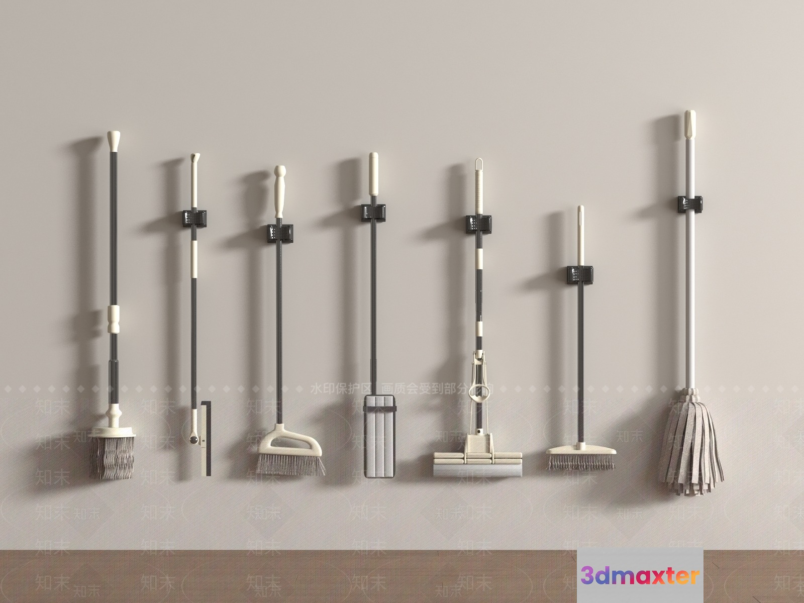 A Collection Of Cleaning Tools 3D Model - 16179 - VRAY Render