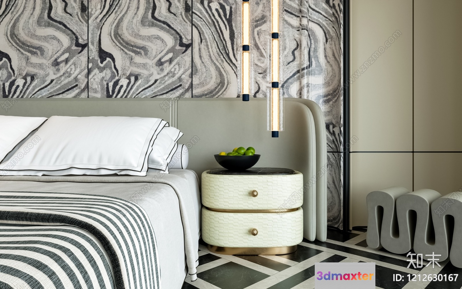 Modern Bedroom Furniture 3D Model - 4714 - VRAY Render
