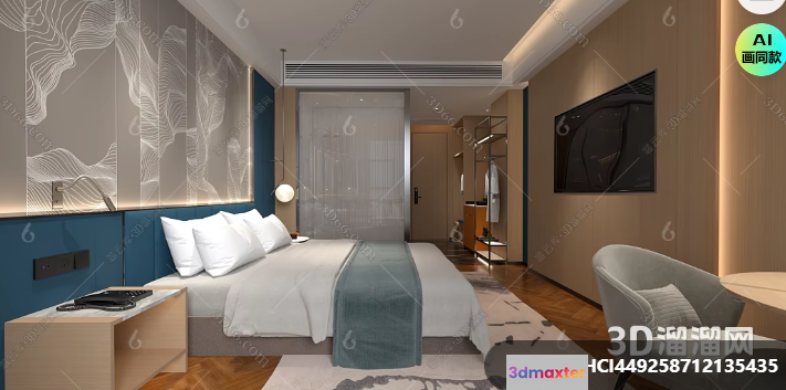 Cozy Bedroom 3D Model - 7020 - VRAY Render