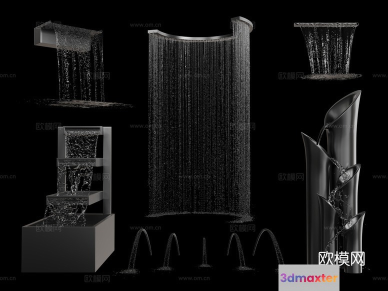 A Waterfall Fountain With Multiple Spouts 3D Model - 15313 - CORONA Render