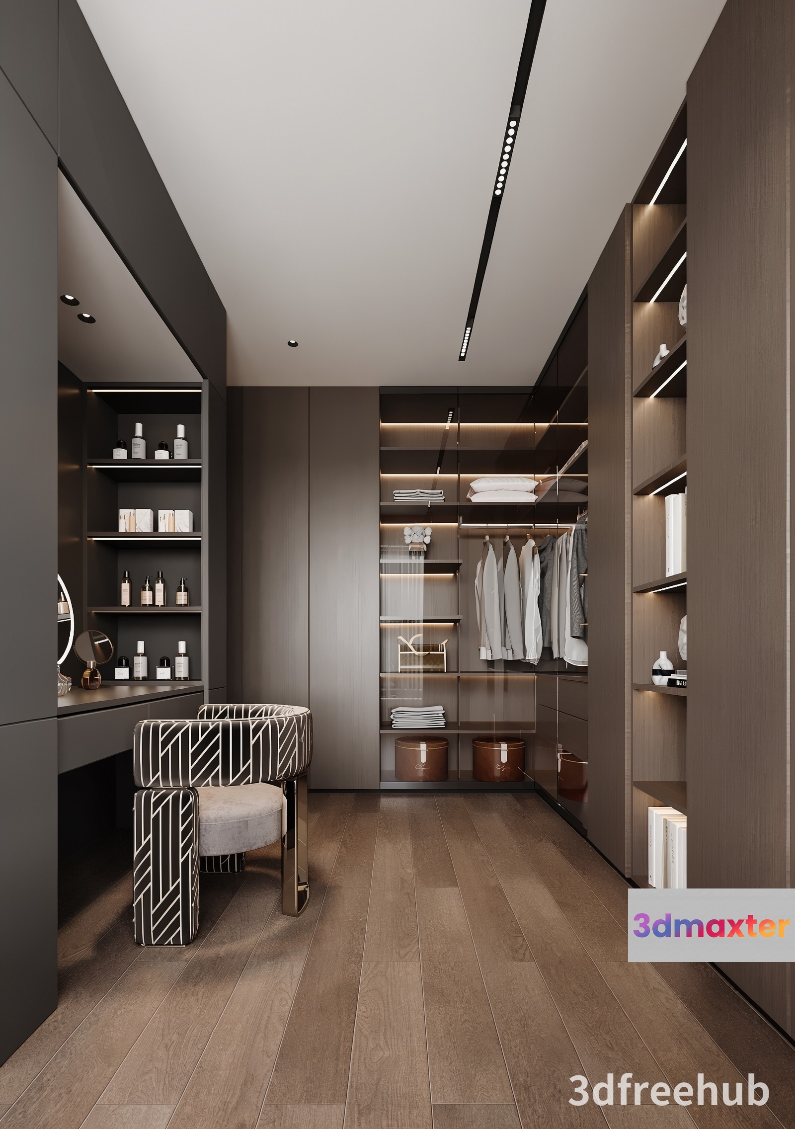 Modern Walk-In Closet 3D Model - 21239 - VRAY Render