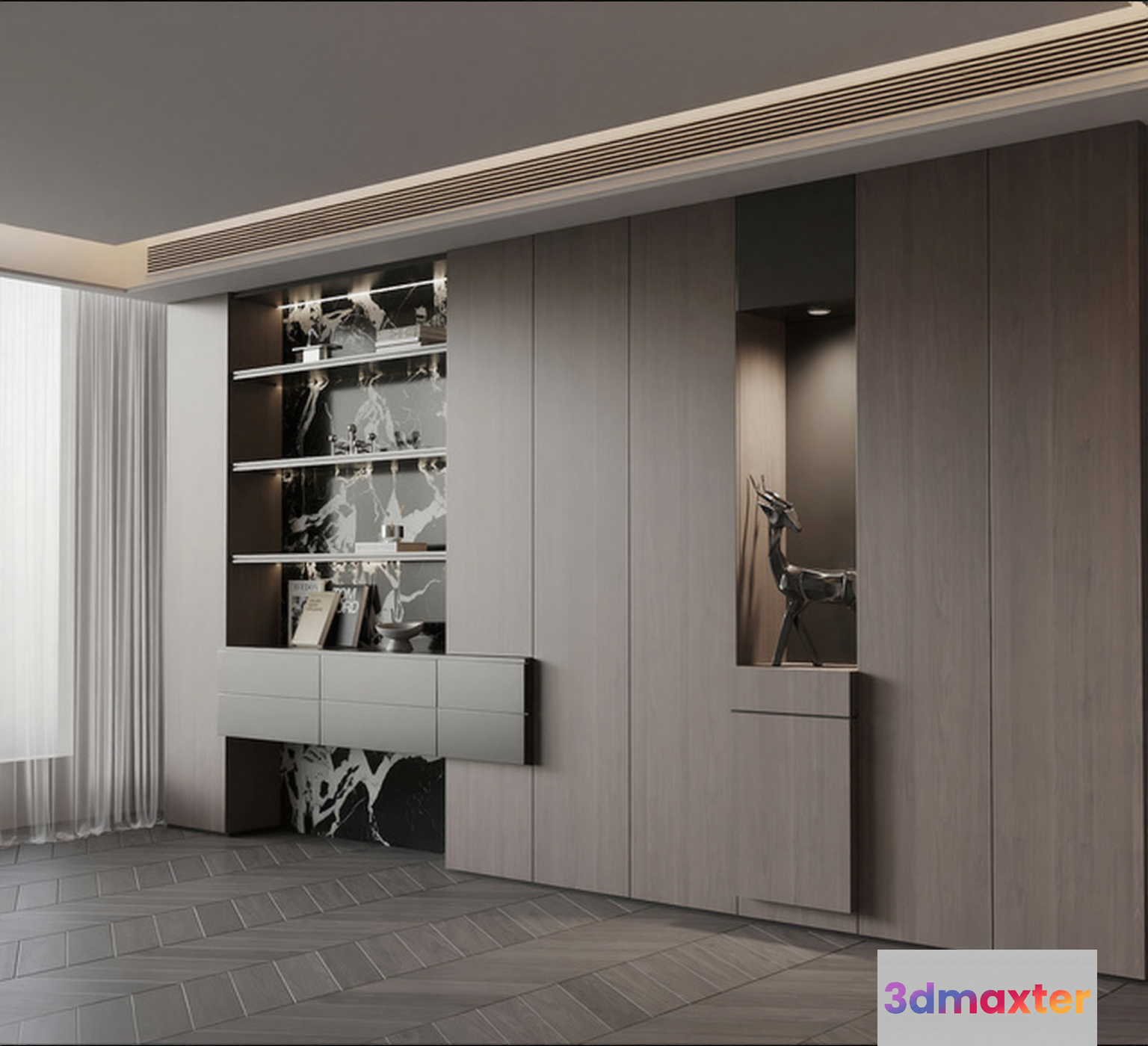 Modern Display Cabinet 3D Model - 12119 - VRAY Render