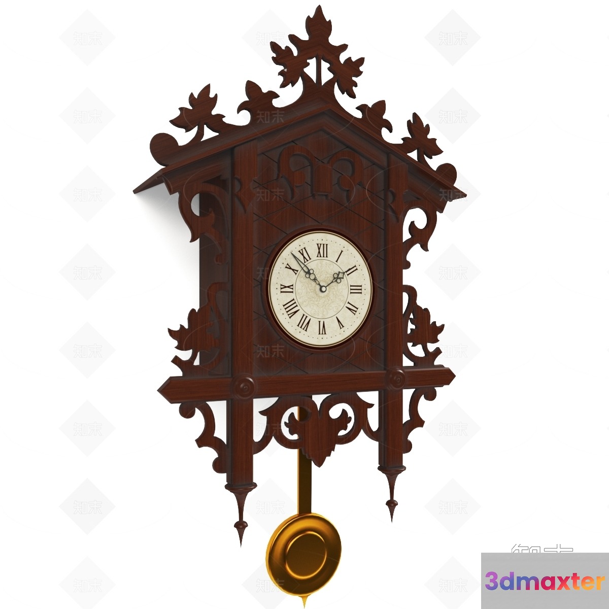 Traditional Wooden Clock 3D Model - 21051 - VRAY Render