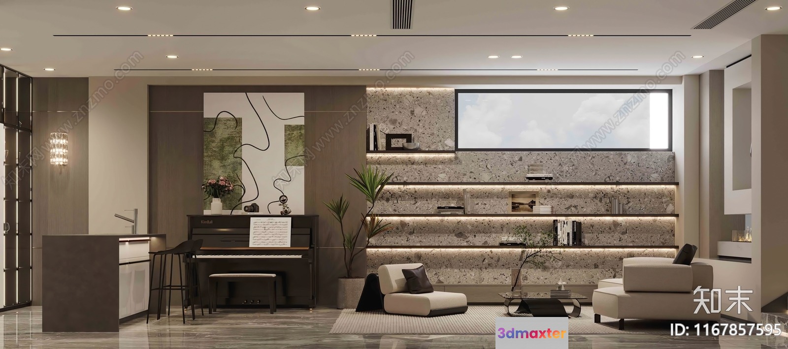 Modern Living Room 3D Model - 14714 - VRAY Render