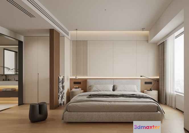 Modern Minimalist Bedroom 3D Model - 5026 - CORONA Render
