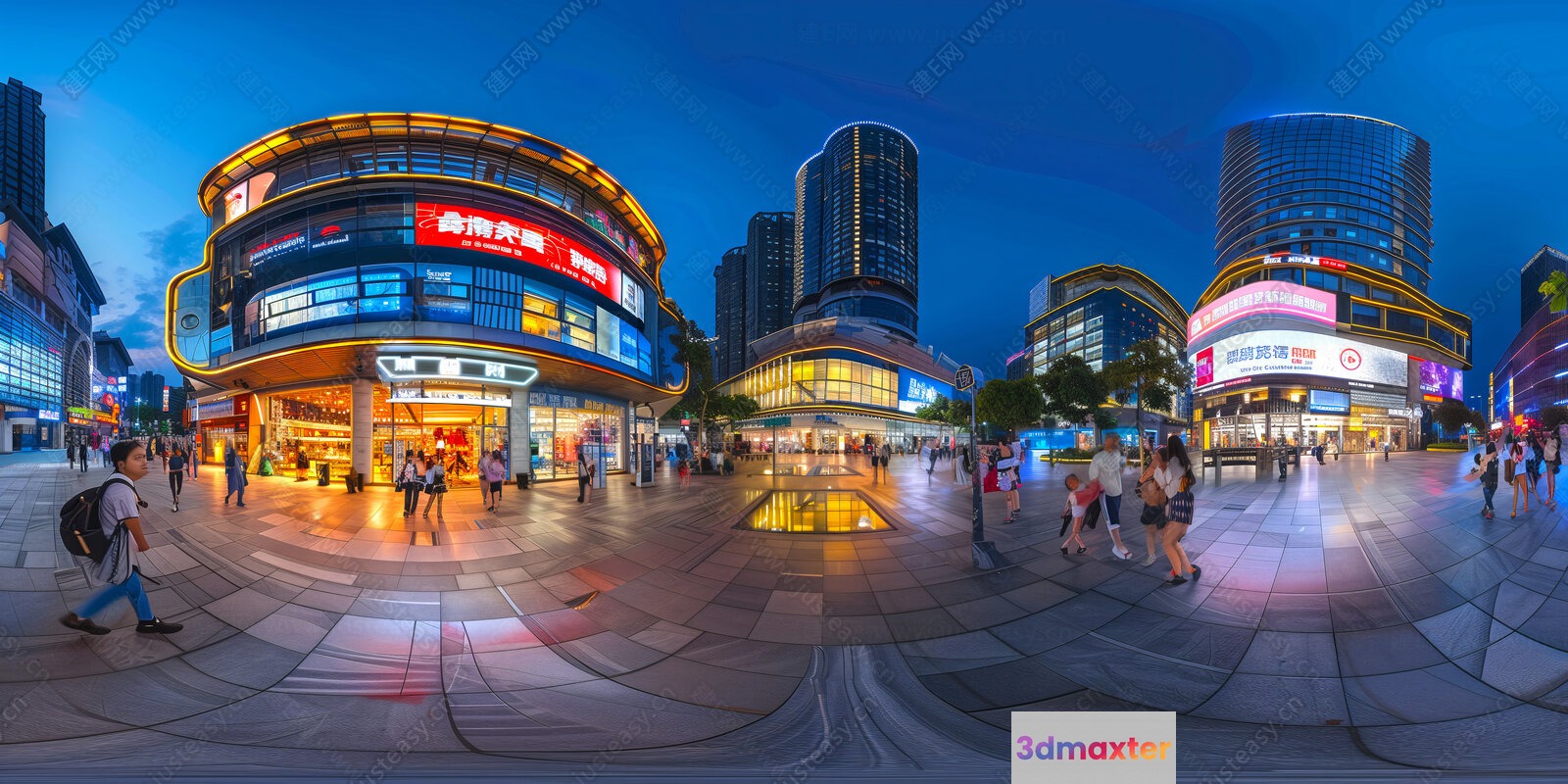 A Busy City Square 3D Model - 11478 - VRAY Render