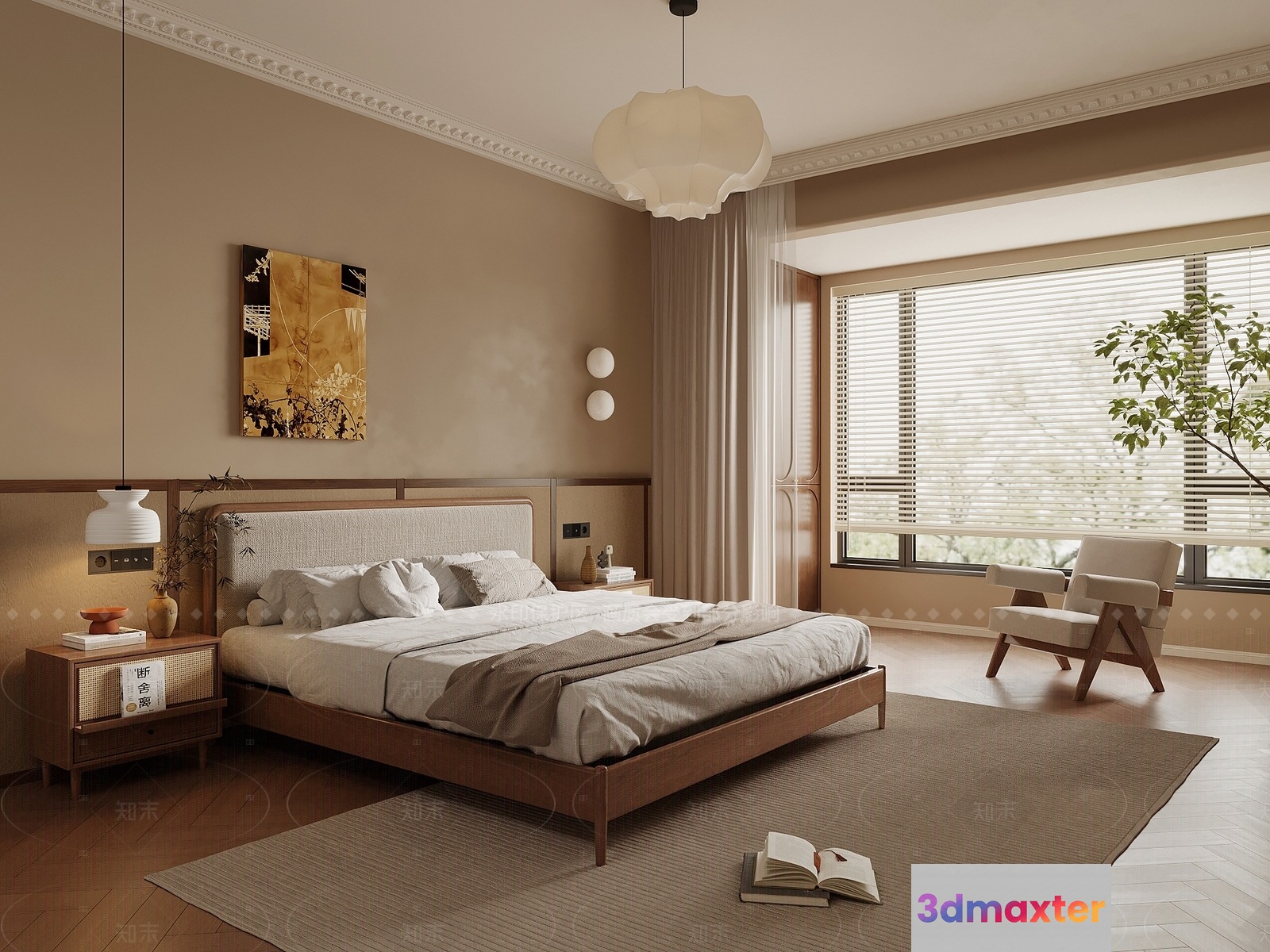 Wooden Bed Frame 3D Model - 5496 - VRAY Render