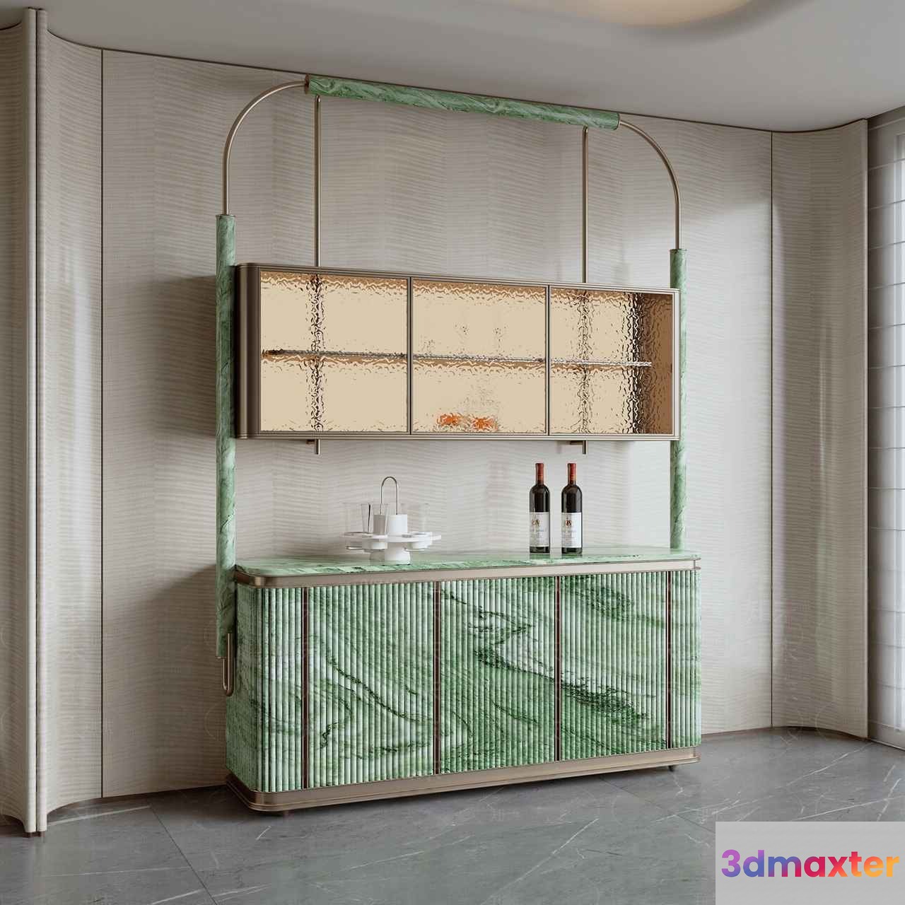 A Green Bar Cabinet 3D Model - 1662 - VRAY Render