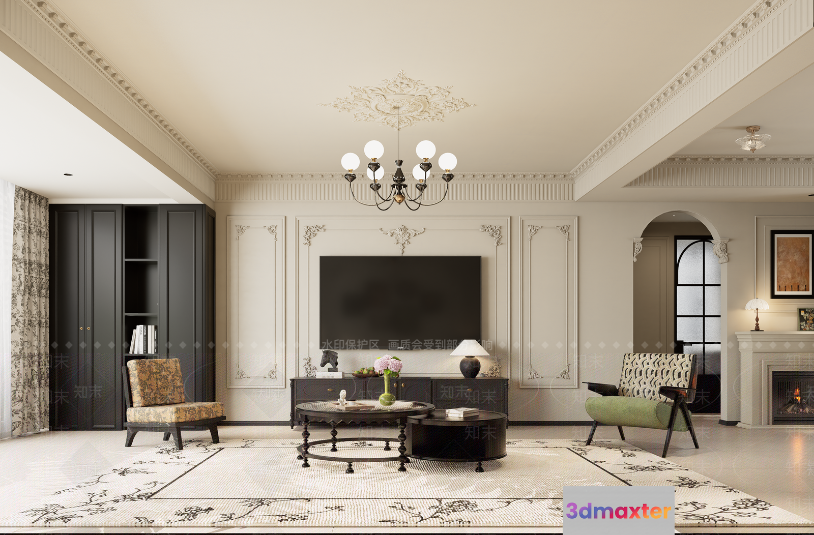 Modern Living Room 3D Model - 8880 - VRAY Render