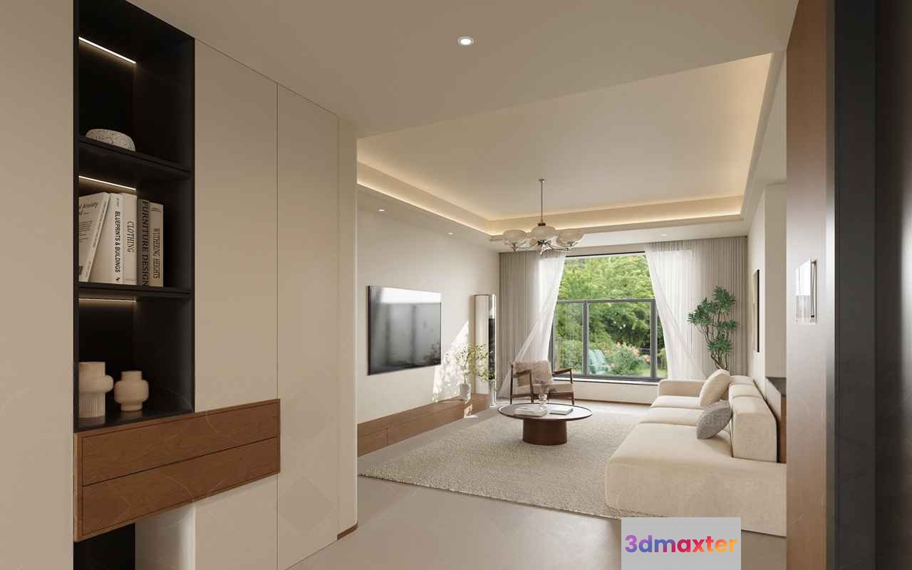 Modern Living Room 3D Model - 9927 - CORONA Render