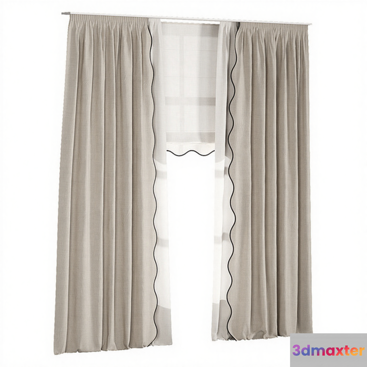White Curtains 3D Model - 1753 - CORONA Render