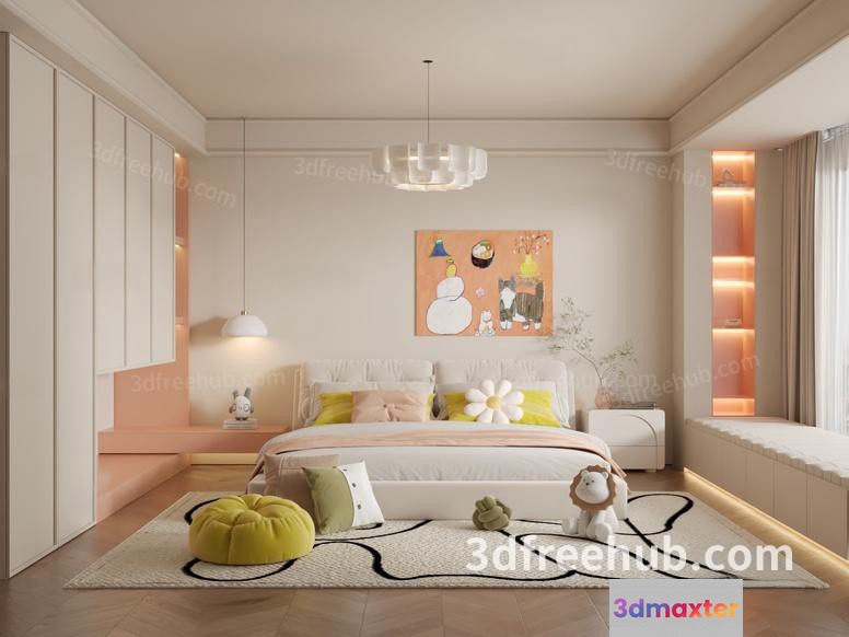 Modern Bedroom 3D Model - 19338 - VRAY Render