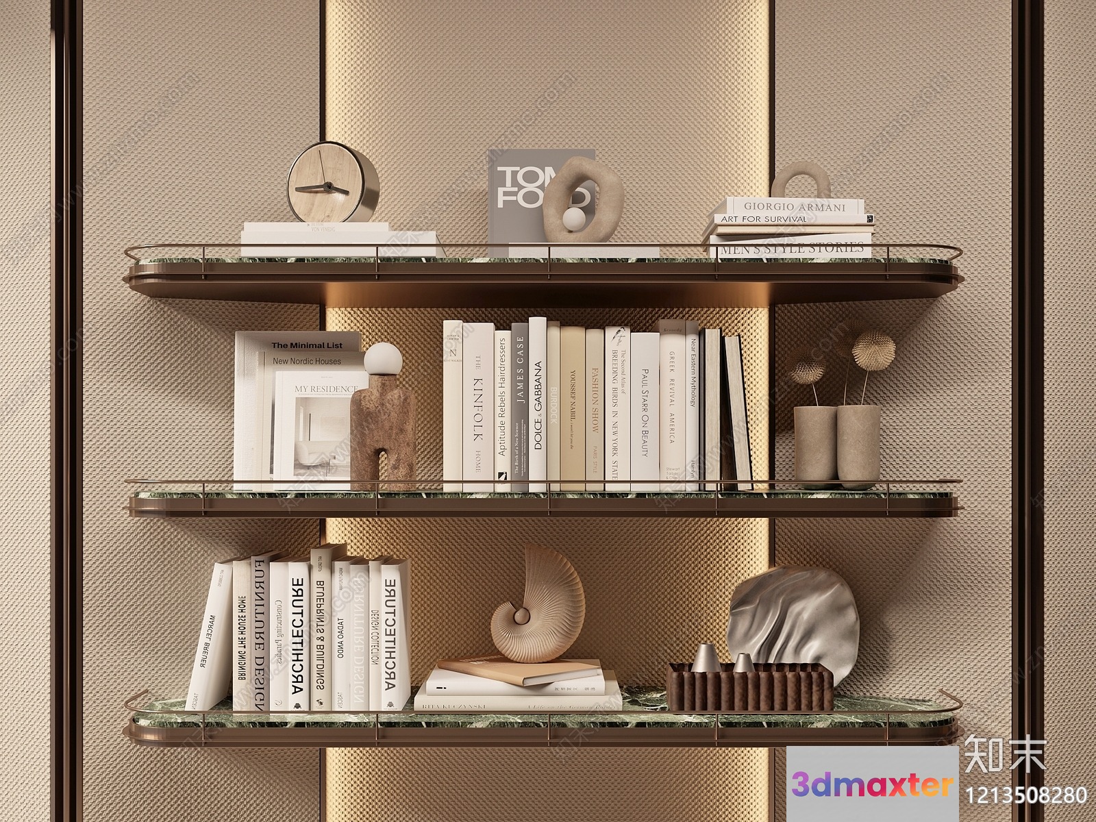 Gold Shelf Unit 3D Model - 18055 - VRAY Render