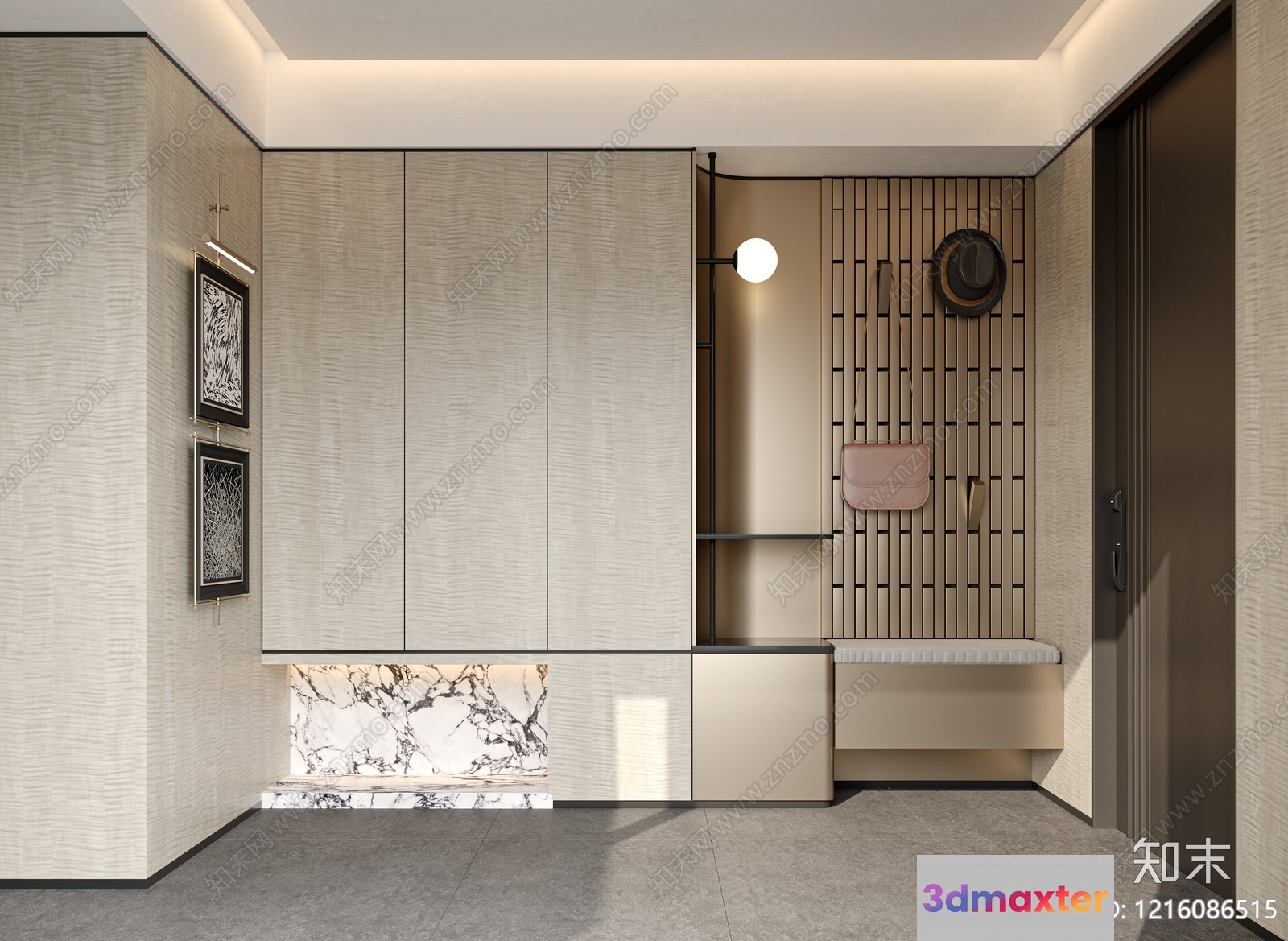 Modern Entrance Hallway 3D Model - 13771 - VRAY Render