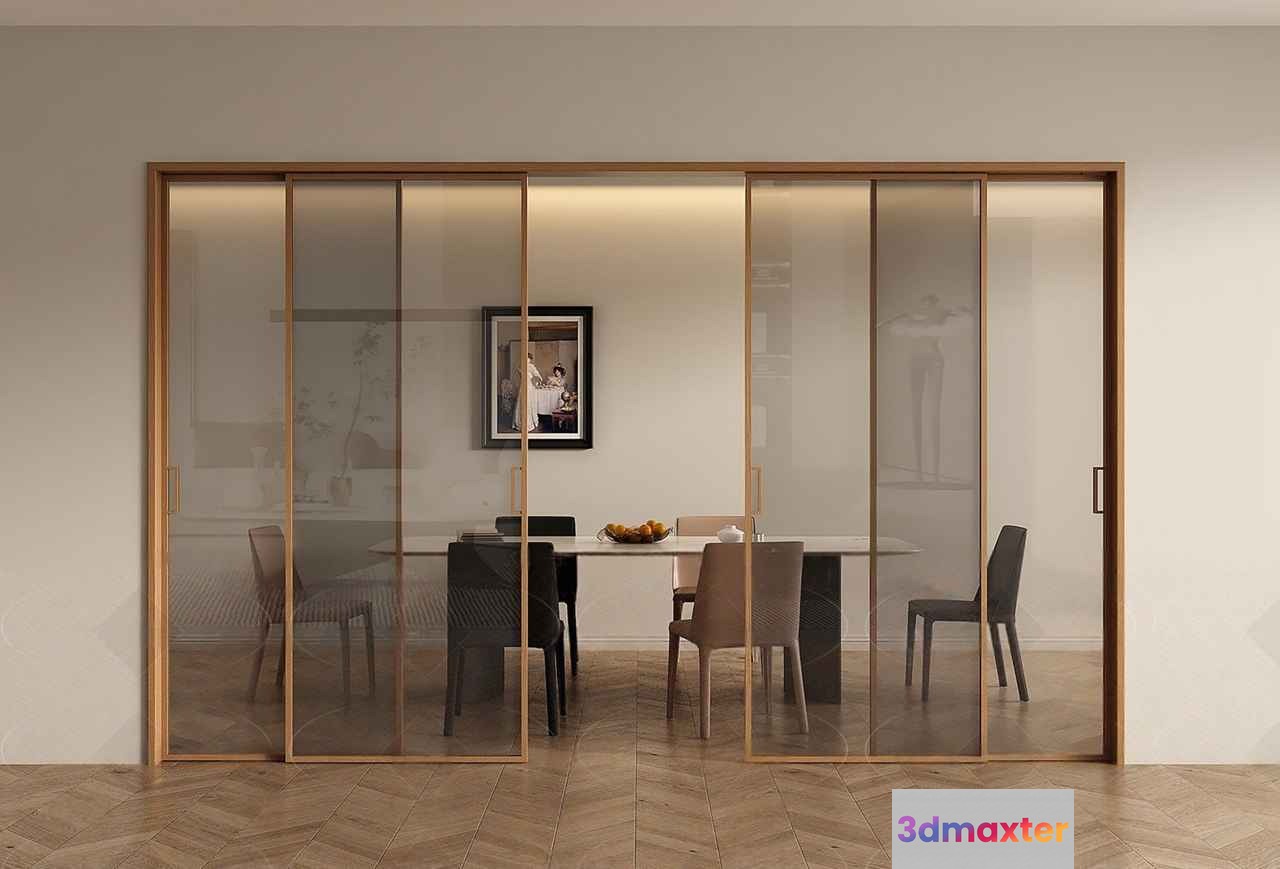 A Glass Sliding Door 3D Model - 4822 - VRAY Render