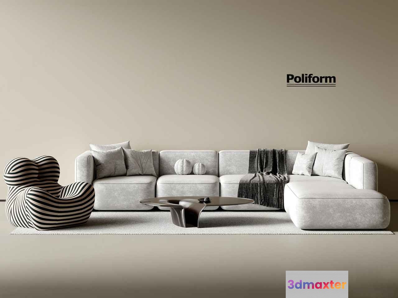 Modern Living Room 3D Model - 16409 - VRAY Render