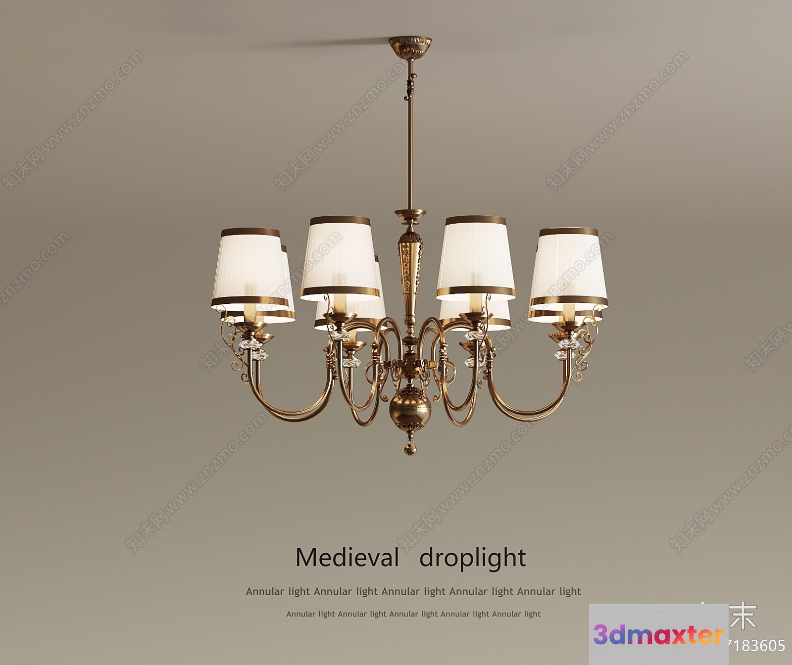 Gold Light Fixture 3D Model - 666 - VRAY Render