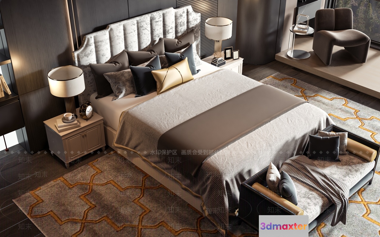 Cozy Bedroom 3D Model - 2897 - VRAY Render