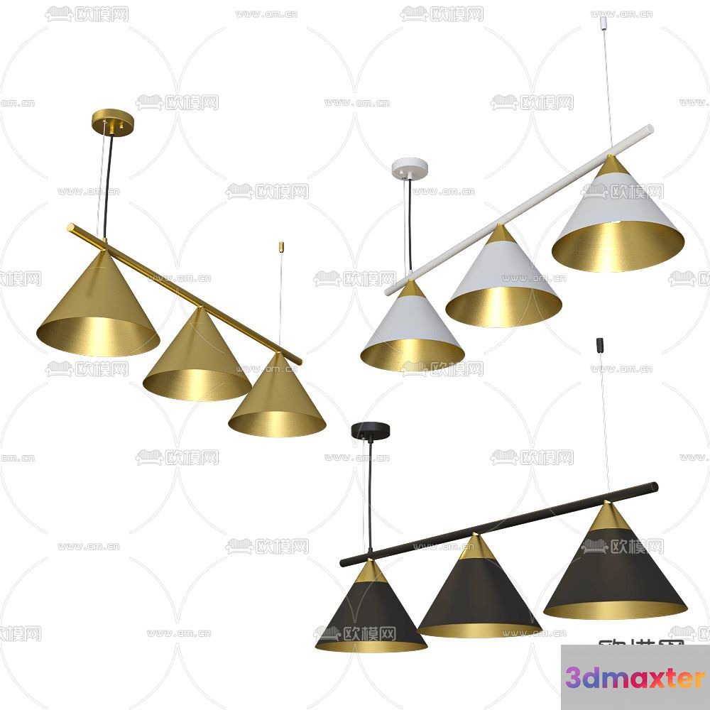 Gold Light Fixture 3D Model - 511 - VRAY Render