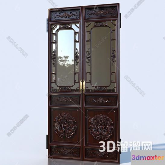 A Chinese-Style Wooden Door 3D Model - 8677 - VRAY Render