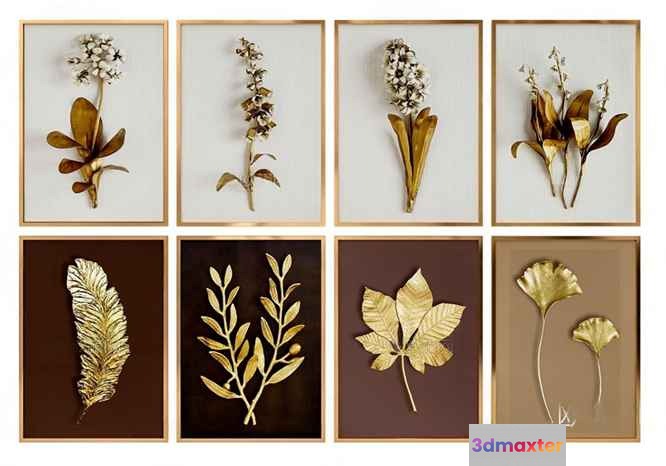 Gold Framed Artwork 3D Model - 23093 - VRAY Render