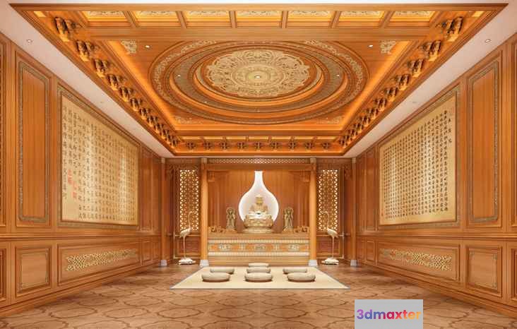 Wooden Meditation Room 3D Model - 16910 - VRAY Render
